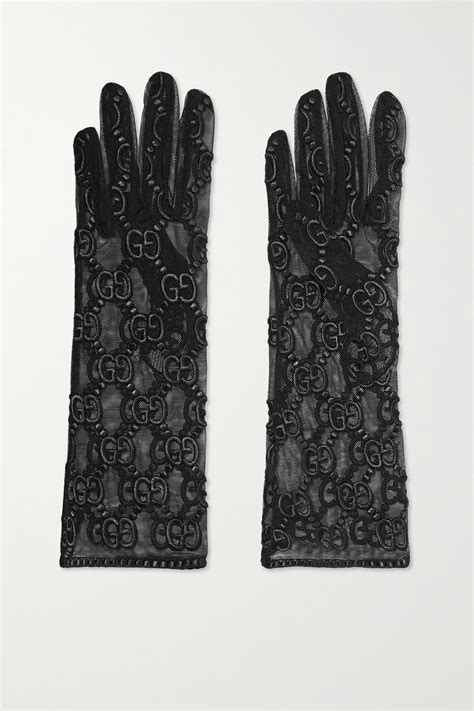 gucci black leather gloves|tulle gloves fashion gucci.